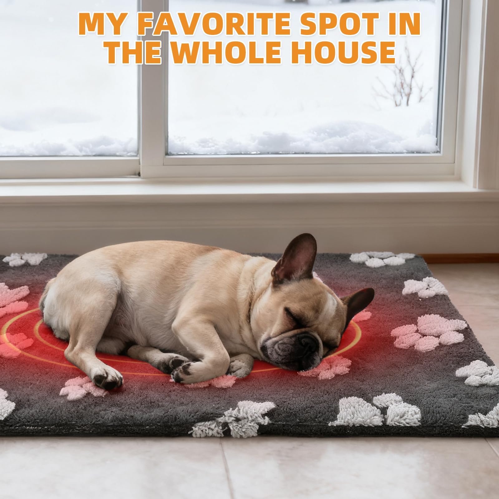 KOOLTAIL Coussin chauffant pour chien avec interrupteur intelligent amélioré, tapis chauffant pour animal domestique avec cordon anti-morsure, fonction constante, tapis de cage chauffant pour chiens