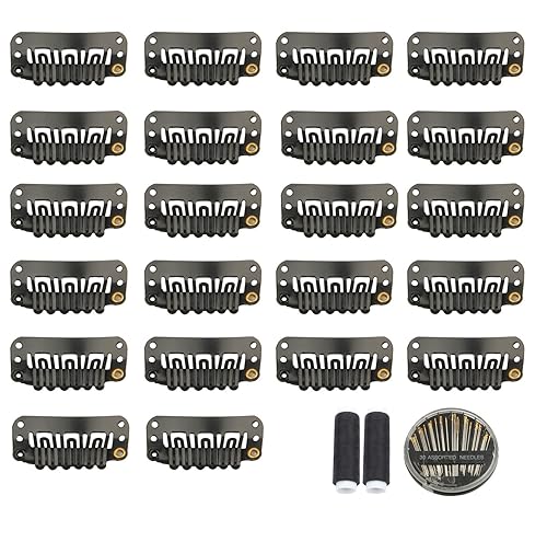 Miniatura 8 de 30 clips de extensión de cabello en forma de U de acero inoxidable para pelucas y extensiones de cabello y postizos, 30 agujas de coser surtidos y 2