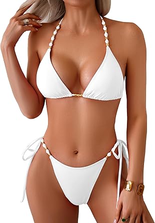 Photo 1 of swimall Women's Thong Bikini Set Sexy String High Cut Triangle Swimsuit Two Piece Brazilian Bathing Suit