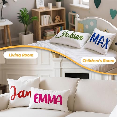 Miniatura 3 de Almohada bordada personalizada con nombre, funda de almohada personalizada con monograma hecha a mano, funda de almohada decorativa personalizable