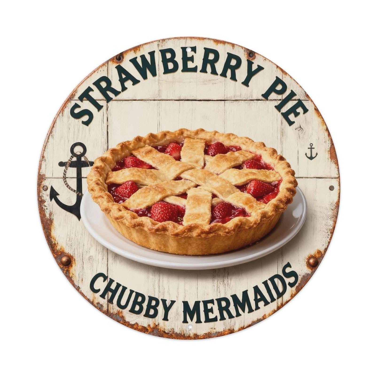 Strawberry Pie Sign Metal Tin Sign Plaque