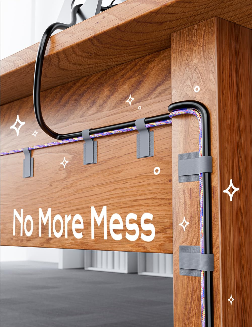 Klett-Kabelbinder, selbstklebende Draht-Management, verstellbare Kabelbänder, Kabelwickler, Kabelhalter, klebrige Rückseite, Kabel-Organizer für Küchengeräte im Büro, Zuhause, Grau, 300 Stück