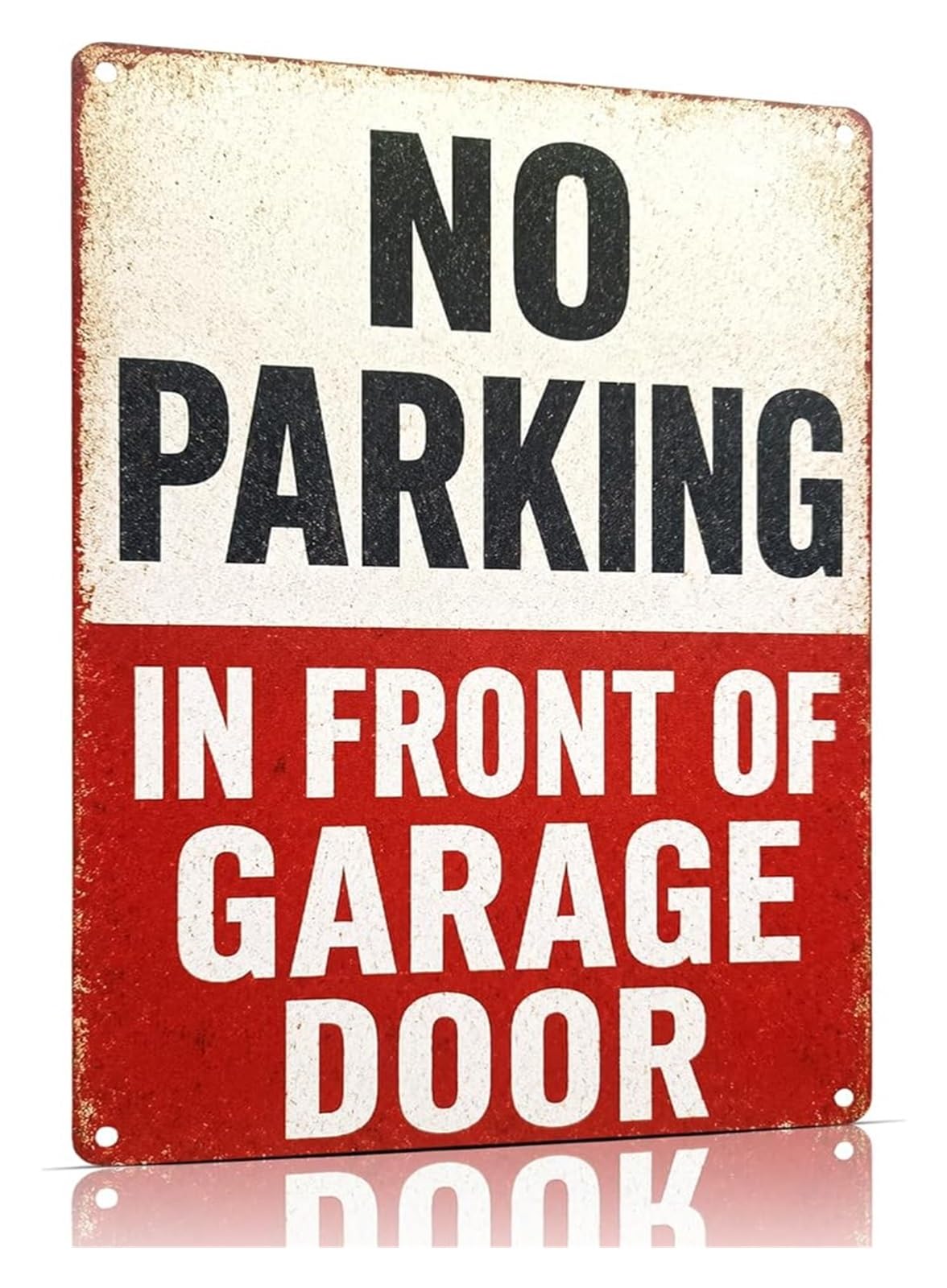 EKFBQBGW No Parking Garage Door Vintage Metal Sign Retro Tin Sign Wall Hanging Driveway Warning for Carport Gate Workshop Home Exterior 8 X 12 in