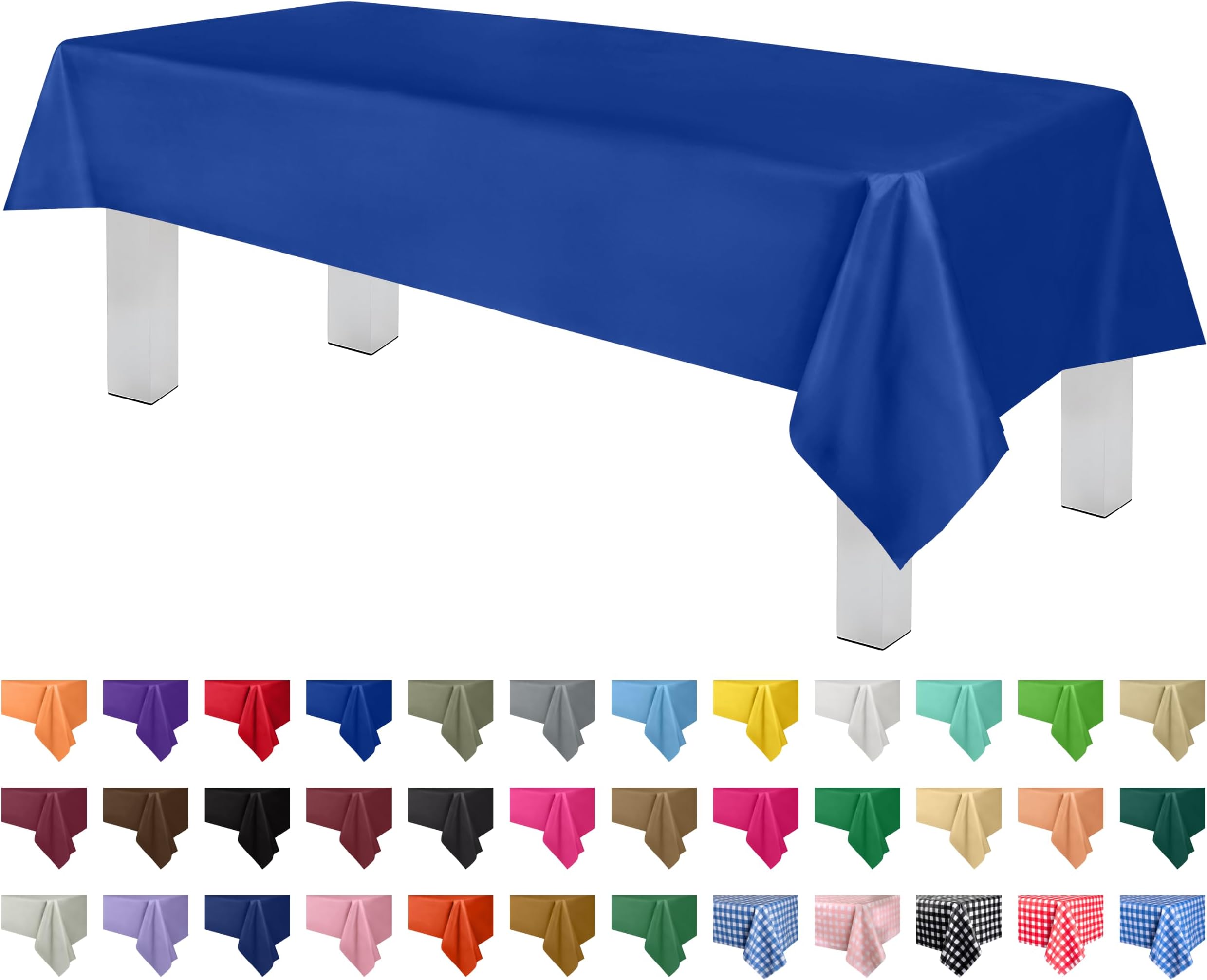 Grandipity Blue Plastic Table Cloth Disposable (6 Pk) 54in x 108in Plastic Tablecloths for Rectangle Tables - Premium Party Table Cloths Disposable for 6ft to 8ft Rectangle Tables