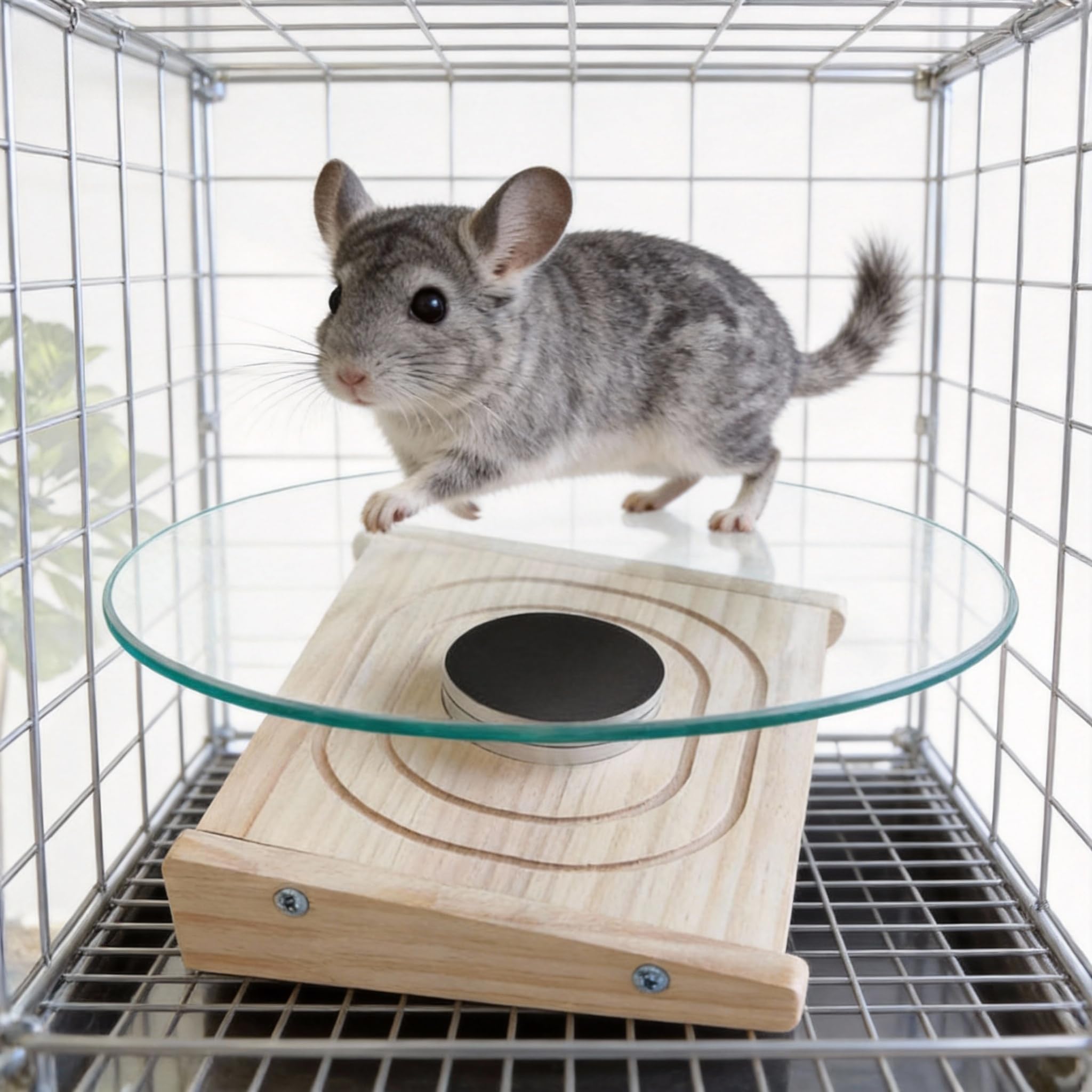 Rueda de Ejercicio, Rueda Hamster de Cristal de 28 cm para Chinchillas Lámina Giratoria para Chinchillas con Rodamiento Metálico Lámina Deportiva Silenciosa para Hámsteres Ruedas para Animales Pequeño