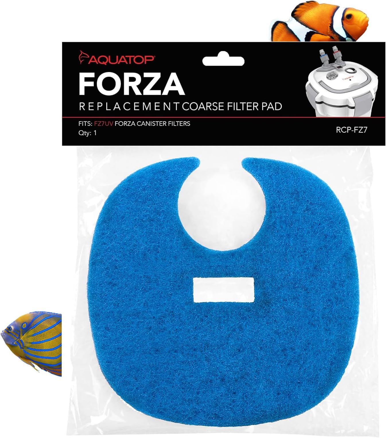AquaTop Coarse Blue Filter Sponge with Bag & Header - Fits FZ7 Canister Filter - Traps Large Waste for Cleaner Water - Ideal for Fresh & Saltwater