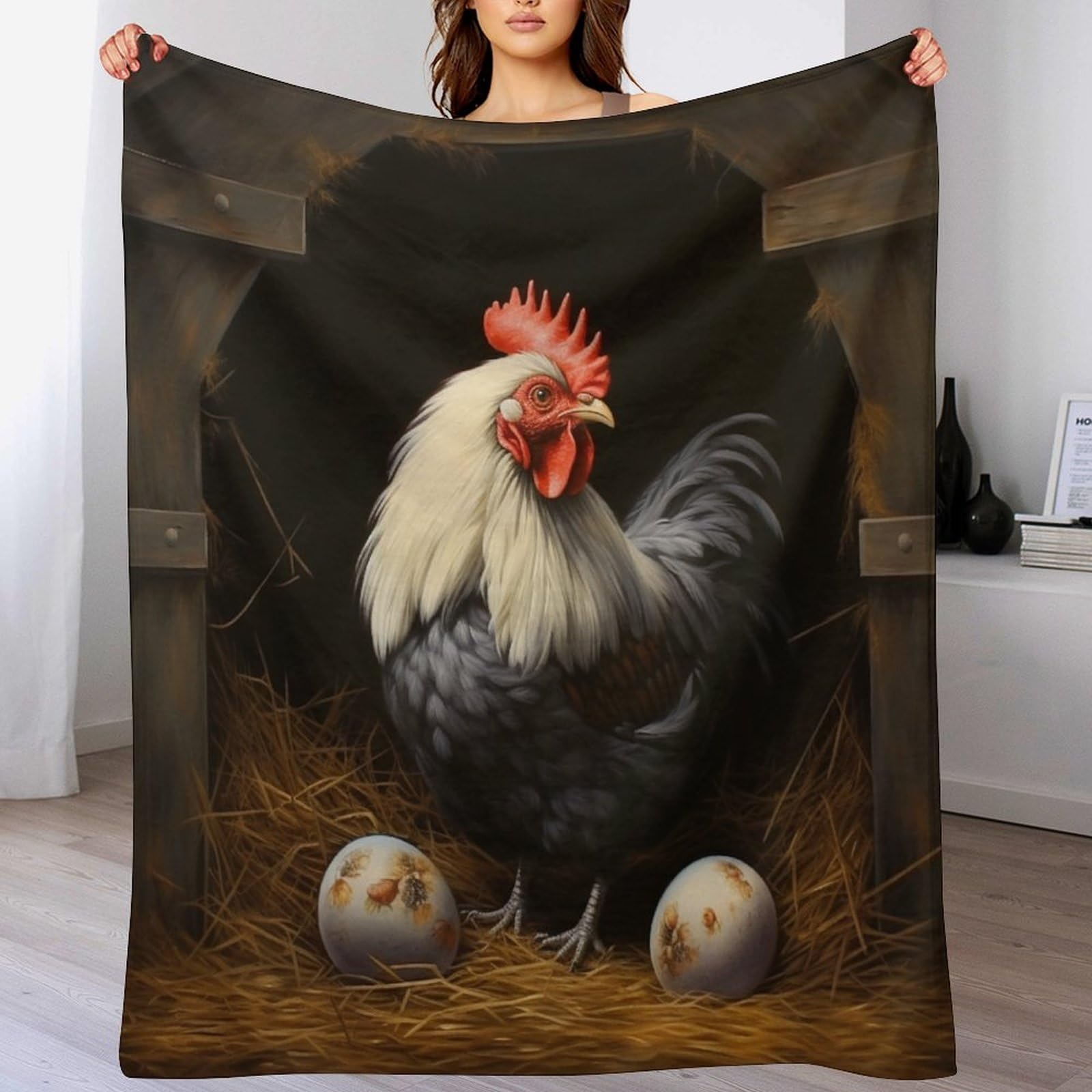Plaid polaire canapé poulet couverture flannel douce jeté de lit chaud et moelleux 100x130