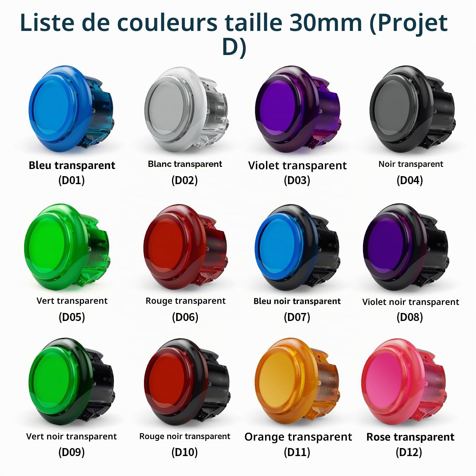 qanba Gravity Ks Boutons mécaniques Arcade 30 mm Bouton-poussoir mécanique encliquetable (boîte Orange transparent D11 (8 pièces)