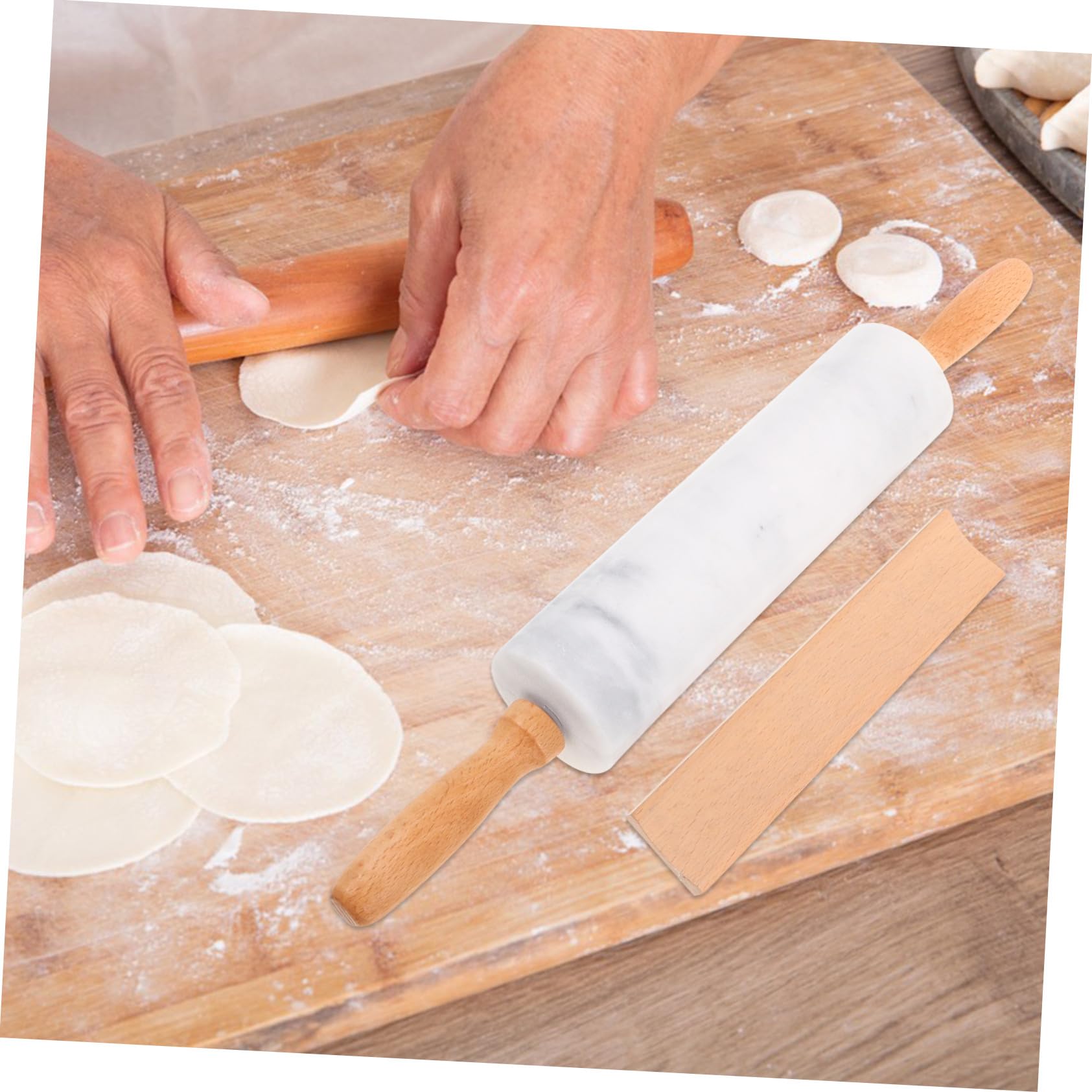 MAGICLULU 3 Piezas Rodillos de Mármol para Masa Rodillo Ergonómico Resistente y Antiadherente para Repostería Fondant Pizza y Pan Herramienta de Cocina Doméstica