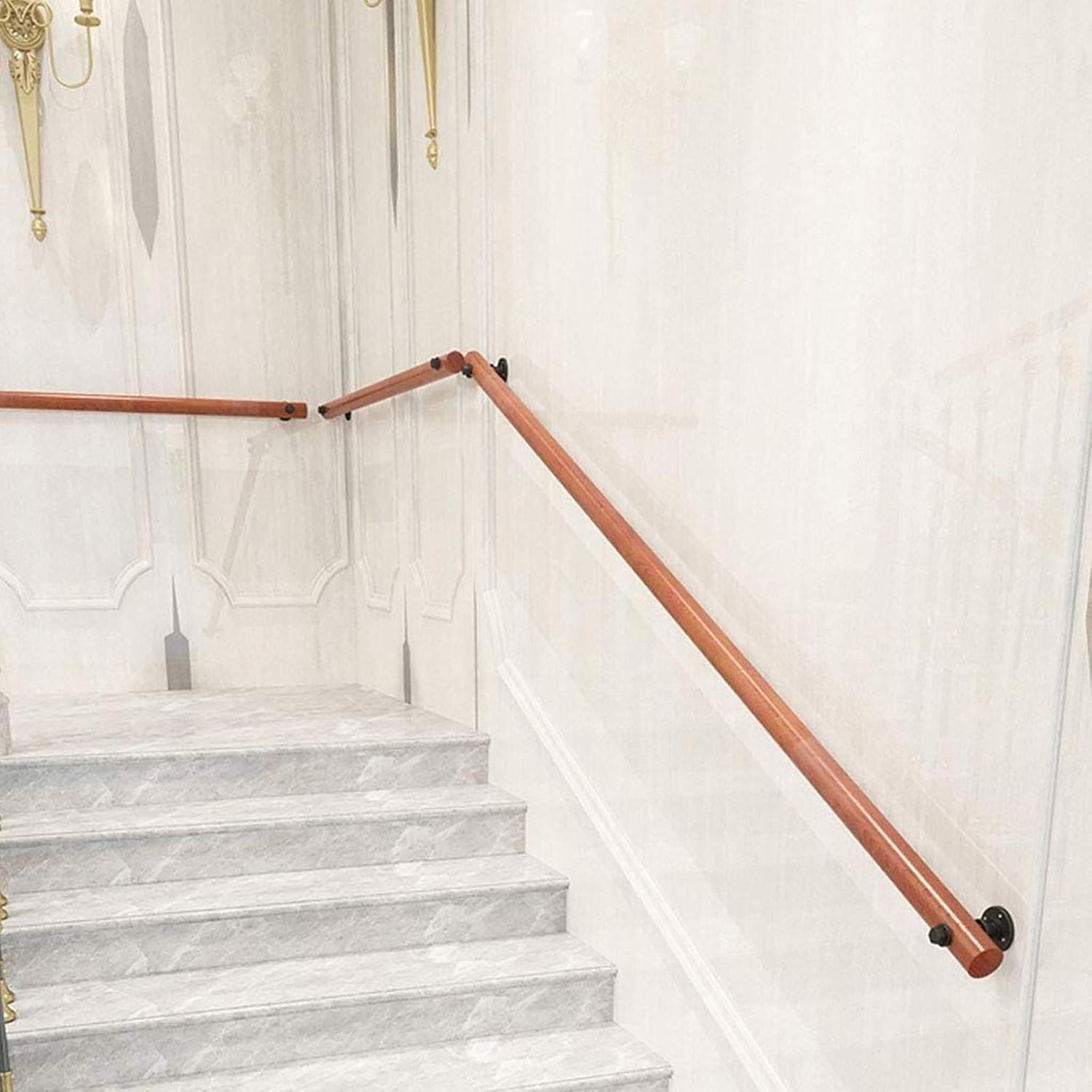 Staircase Handrails Wooden 50-300cm, Corridor Non-Slip Stair Railings Support Rod, Loft Villa Indoor and Outdoor Wall Stair Grab Bar Kit (Size : 50cm)