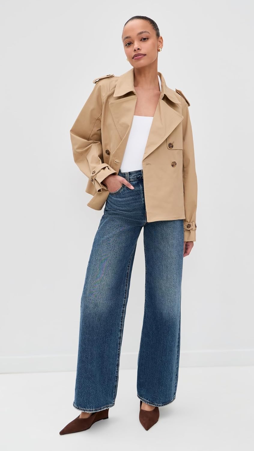 Good American Women's Cropped Trench Jacket