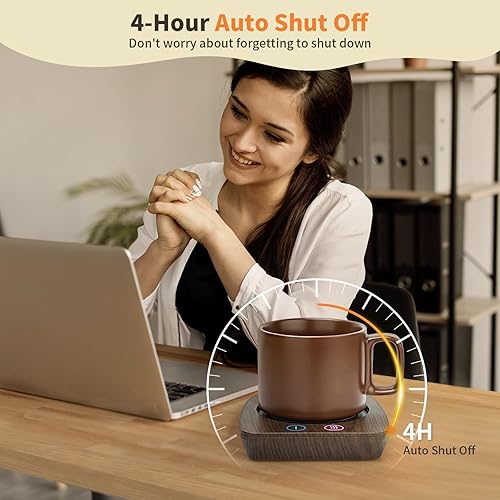Miniatura 4 de VOBAGA Juego de calentador y taza de café, calentador de tazas de café con apagado automático y 3 ajustes de temperatura para escritorio, oficina en
