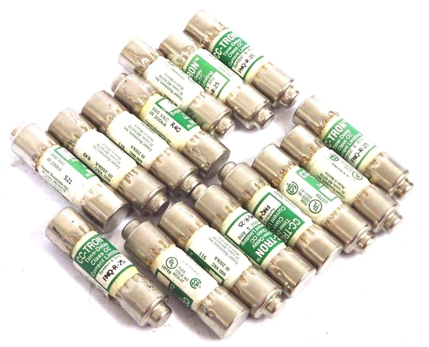 LOT OF 15 NEW FUSETRON FNQ-R-25 FUSES