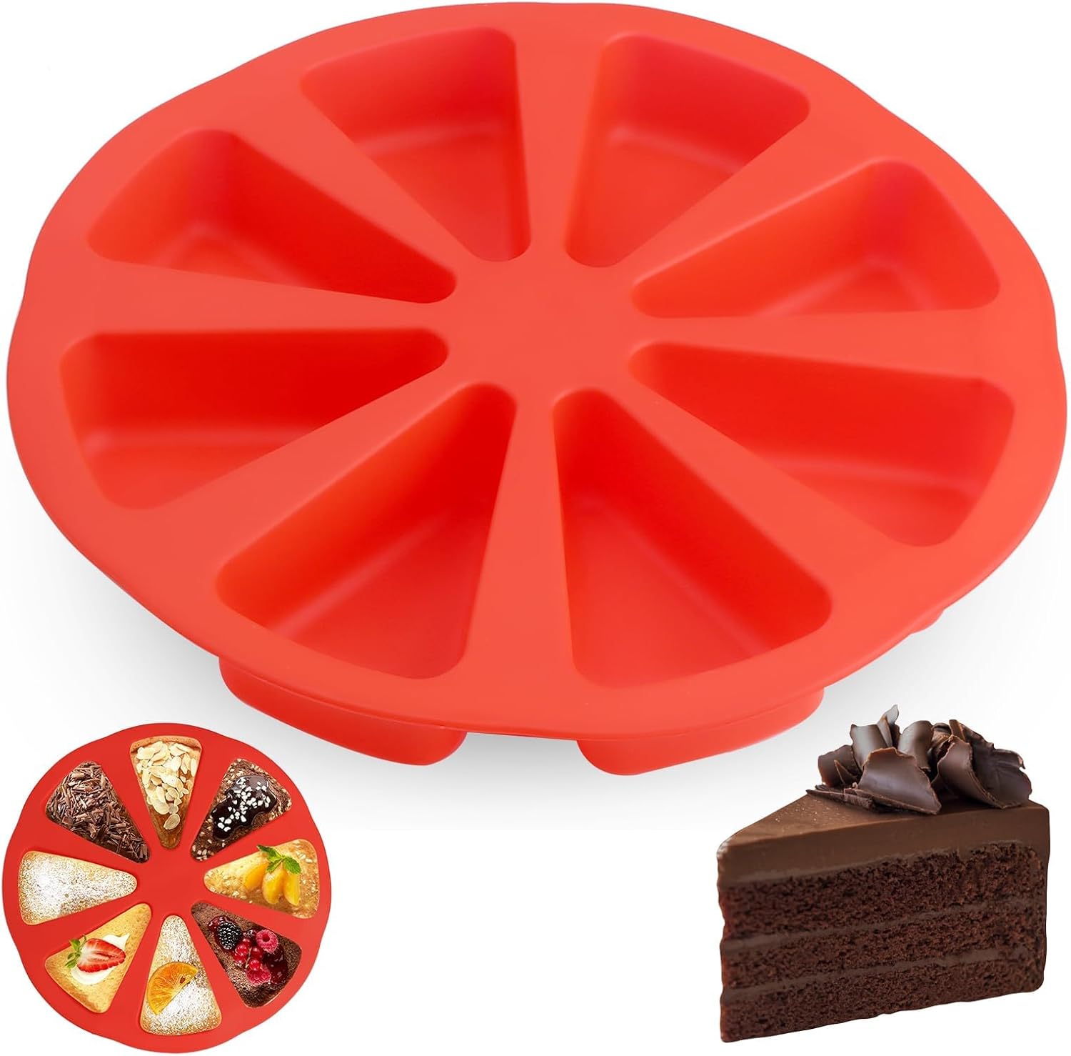 Silicone Mould for Baking 8 Cavity Triangle Pizza Slice Cake DIY Non