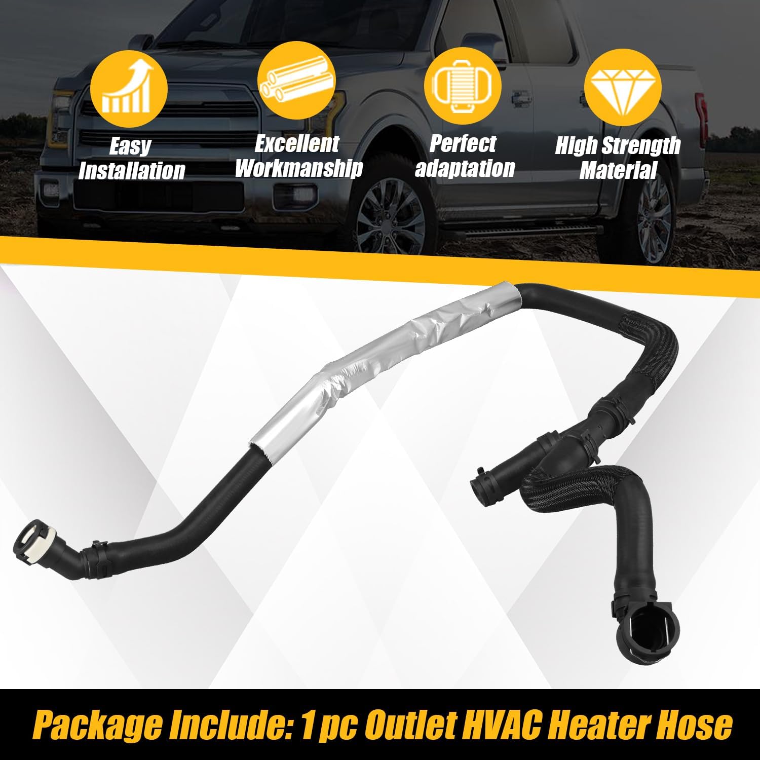 COOL STAR FL3Z18472F HVAC Heater Outlet Hose Compatible with Ford F-150 3.5L 2015-2017 Replace FL3Z-18472-F Heater Outlet Pipe Line with Clamps and Coolant Hose Heat Shield