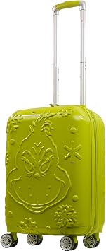 FUL Dr. Seuss The Grinch 22 Inch Carry On Rolling Luggage, Hardshell Suitcase with Spinner Wheels, Green