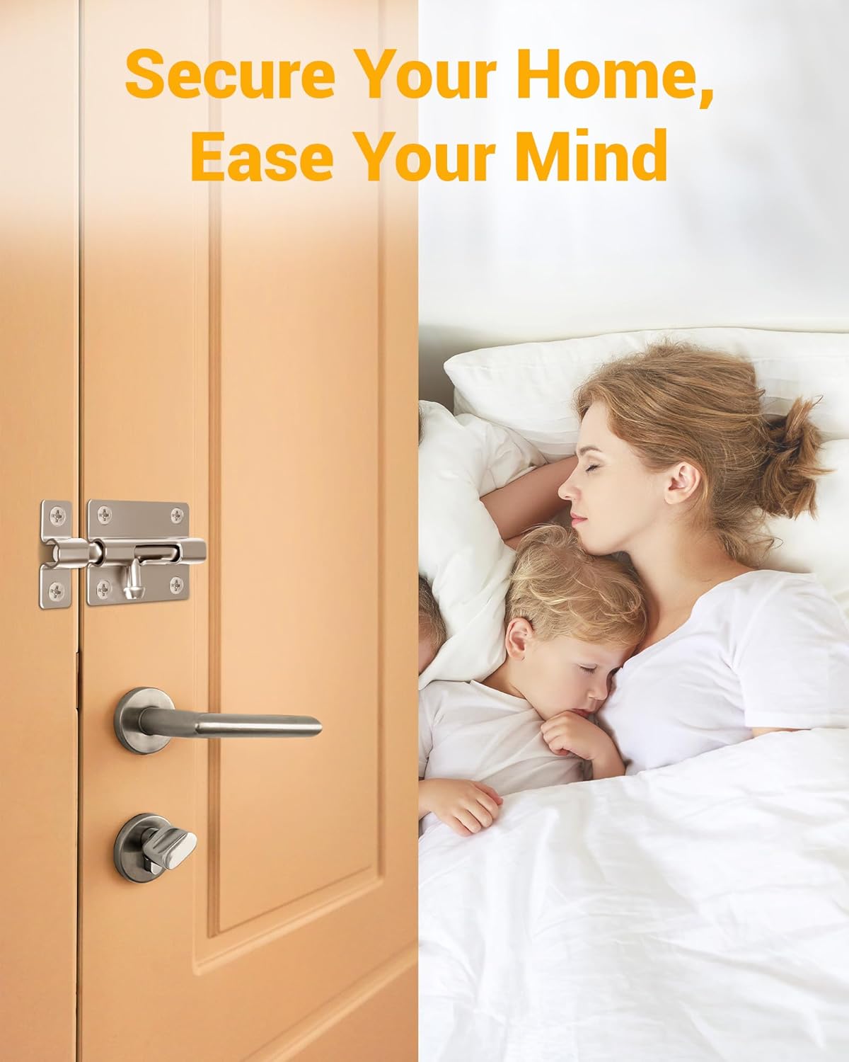 Door Security Slide Latch Lock, Keyless Entry Door Lock, Thickened Heavy Duty Steel Sliding Door Lock, Easy to Install Gate, Slide Latch Lock with 12 Screws