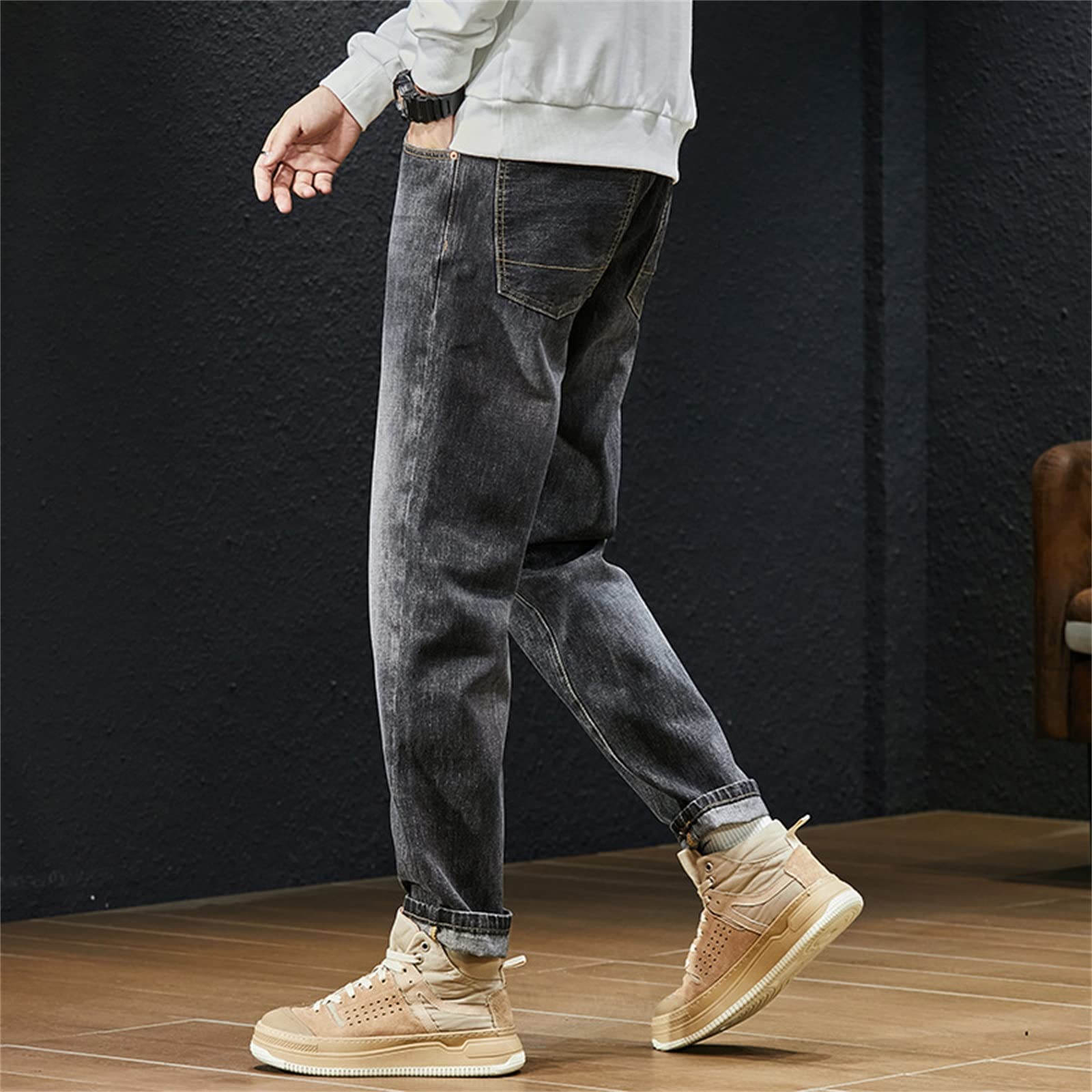 Amazon.co.jp: メンズ ジーンズ 秋と冬の若者の緩いジーンズメンズ