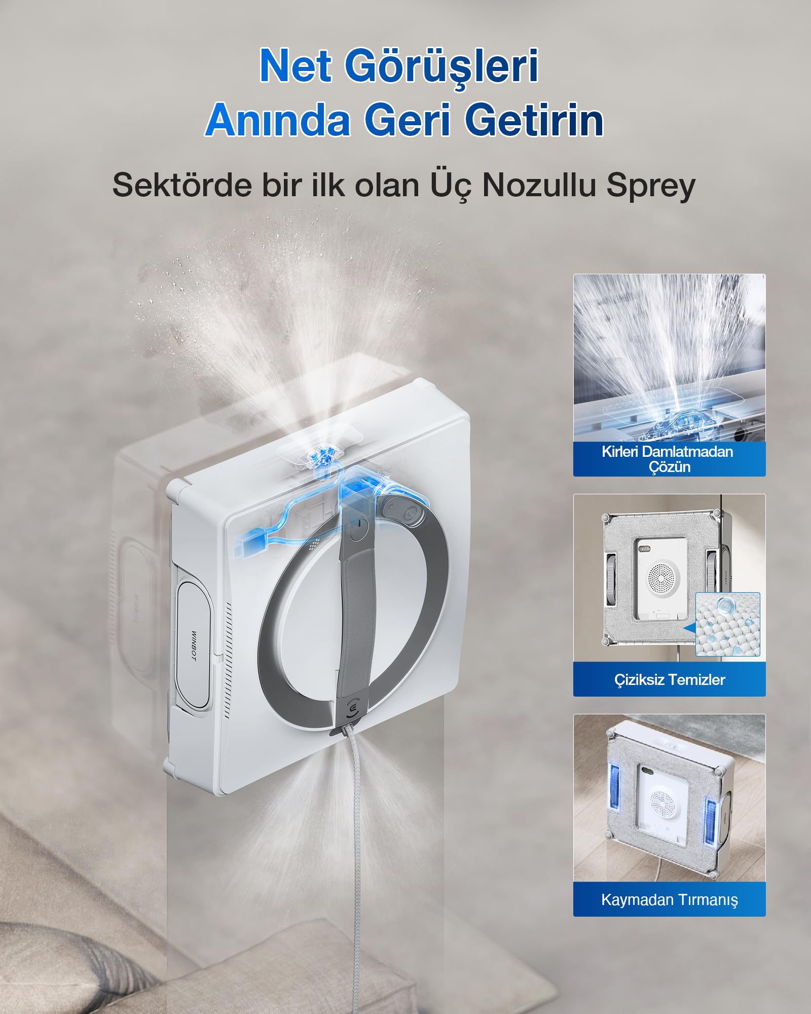 ECOVACS WINBOT W2 PRO Omni Cam Temizleme Robotu, 6'sı 1 Arada Çok