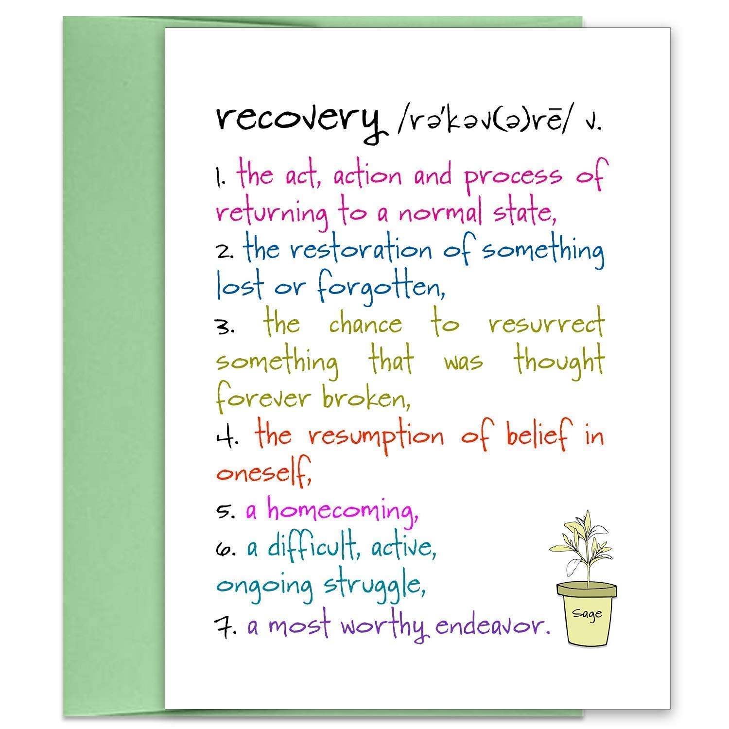 Recovery Cards - Sobriety Greeting Card - Sober Anniversary Cards - Motivation Cards for AA Recovery - Sober Cards - Alcoholic Recovery - Card and Envelope Set