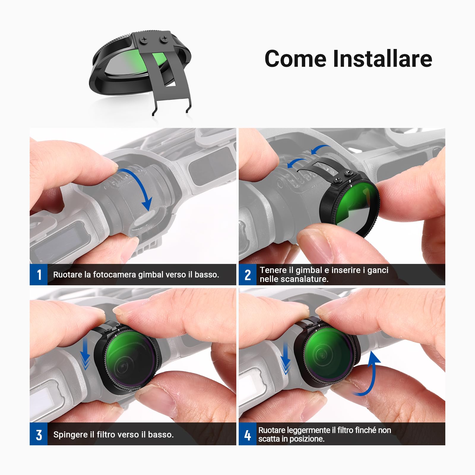 NEEWER Set di Filtro ND + CPL Solo Compatibile con DJI NEO 2, Kit Accessori per Obiettivo Drone, 3pz Filtri Polarizzatore Circolare e Densità Neutra (ND8/32) in Vetro HD Multistrato a Scatto, FL-N72