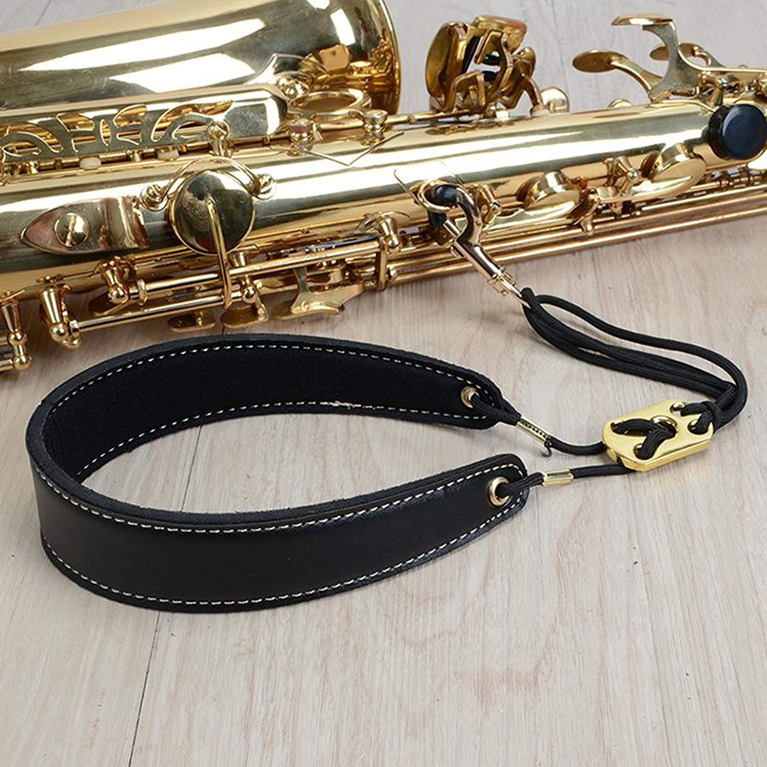Sangle de Saxophone Confort - Cordon Rembourrée avec Crochet Métal pour Saxo Alto, Bande Souple