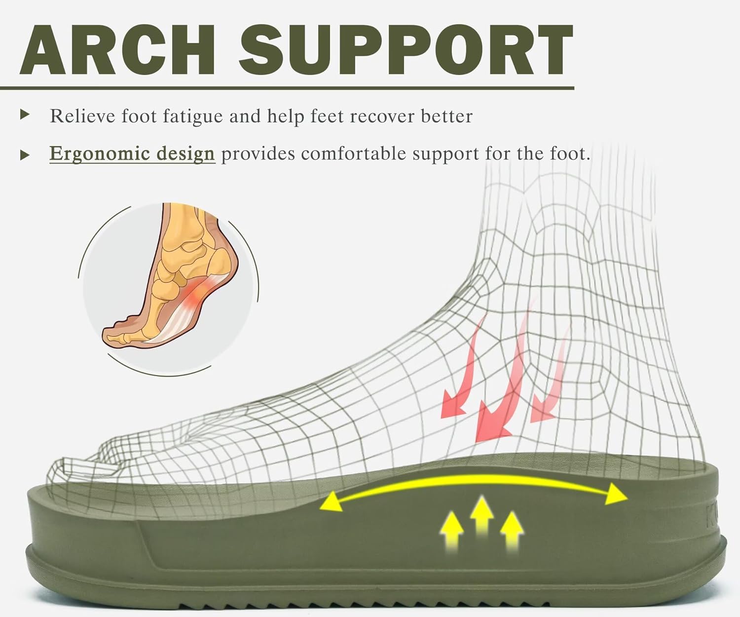 KuaiLu Mens Casual Sandals with Comfortable Orthopedic Arch Support Summer Beach Walking Shoes Cushion Slides Slip on Indoor Outdoor - Image 4