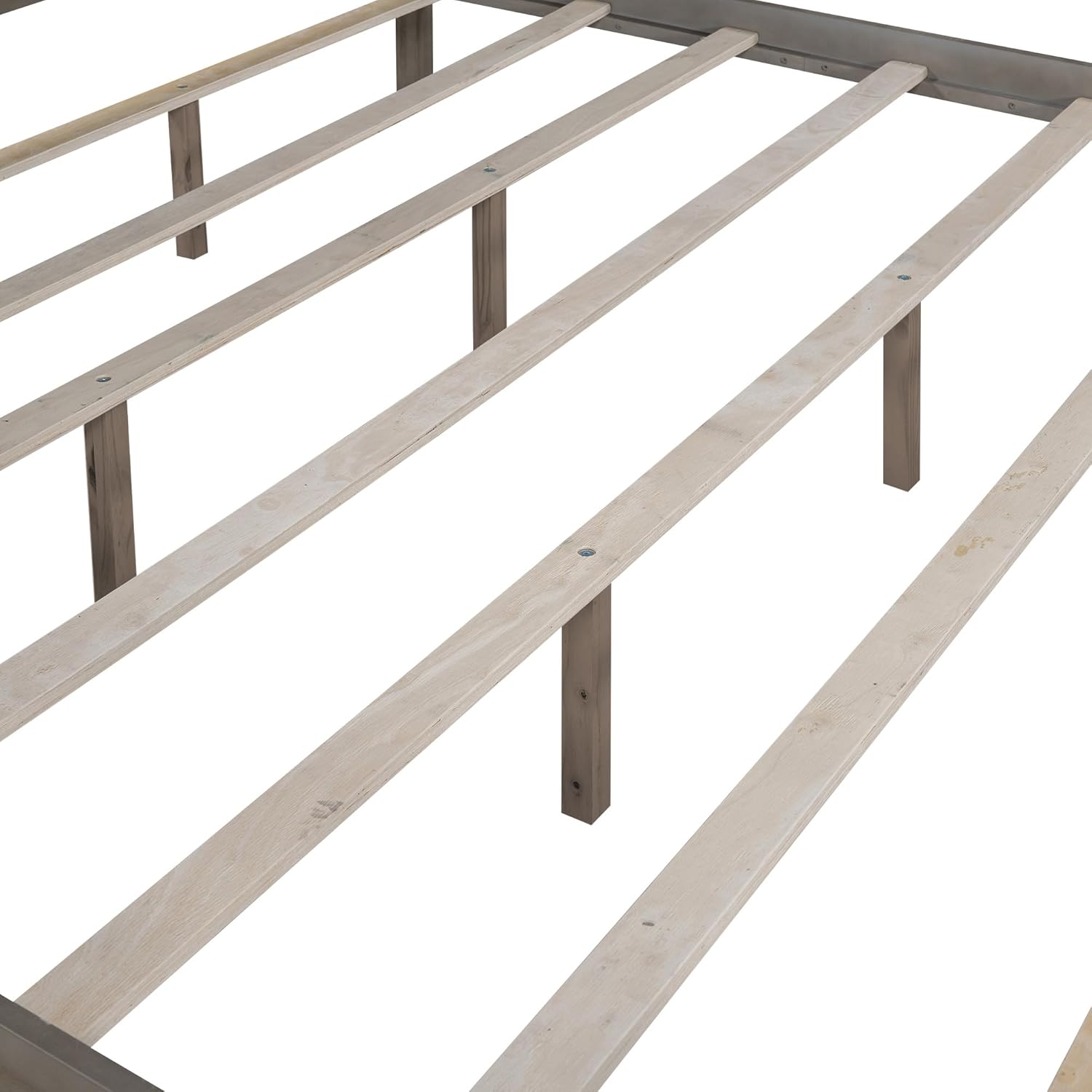 King Size 4-Poster Canopy Bed with Headboard and Slats Support Legs, Modern Wooden Platform Bed Frame for Kids Teens Adults Bedroom, No Box Spring Needed (Brown Wash-03)