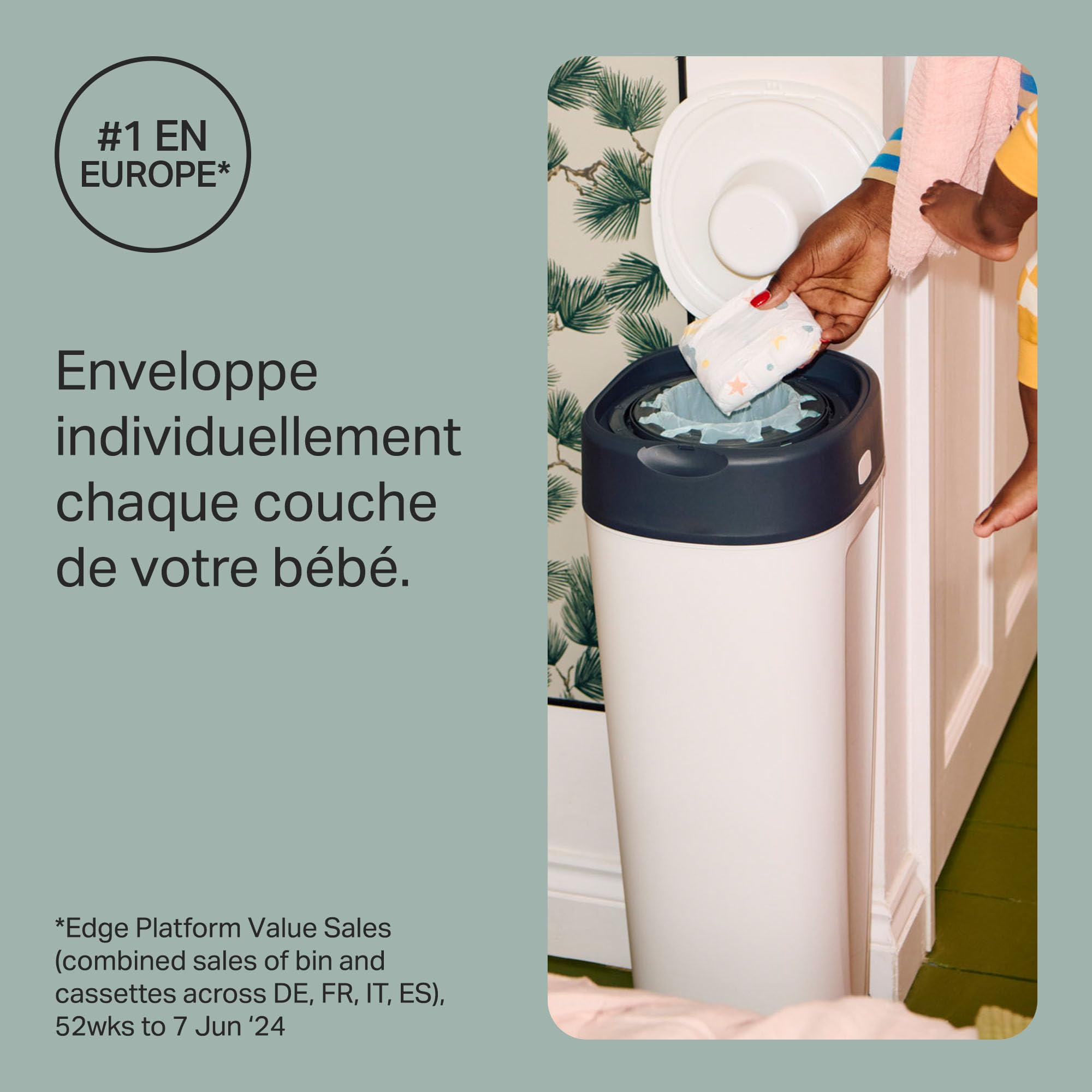 Tommee Tippee XL Poubelle à Couches Twist and Click, Inclut 1x Cassette avec Un Film Multicouche Antibactérien, Blanc