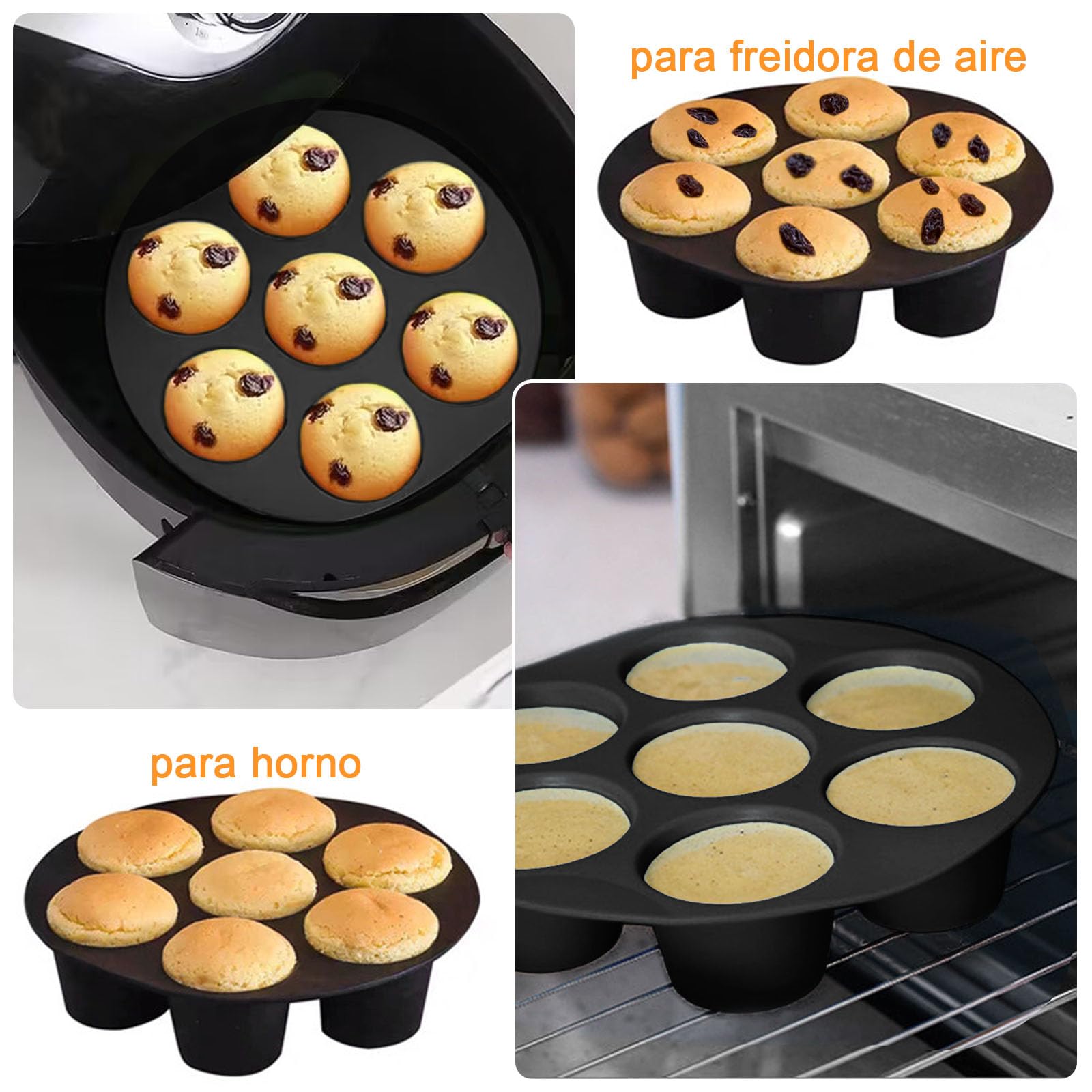 ZOCONE 2 Piezas Silicona Moldes Magdalenas para Air Fryer Molde Muffins Horno para 7 Magdalenas Antiadherente Bandejas Horno Muffins Pequeño para Cupcake Magdalenas (21cm)