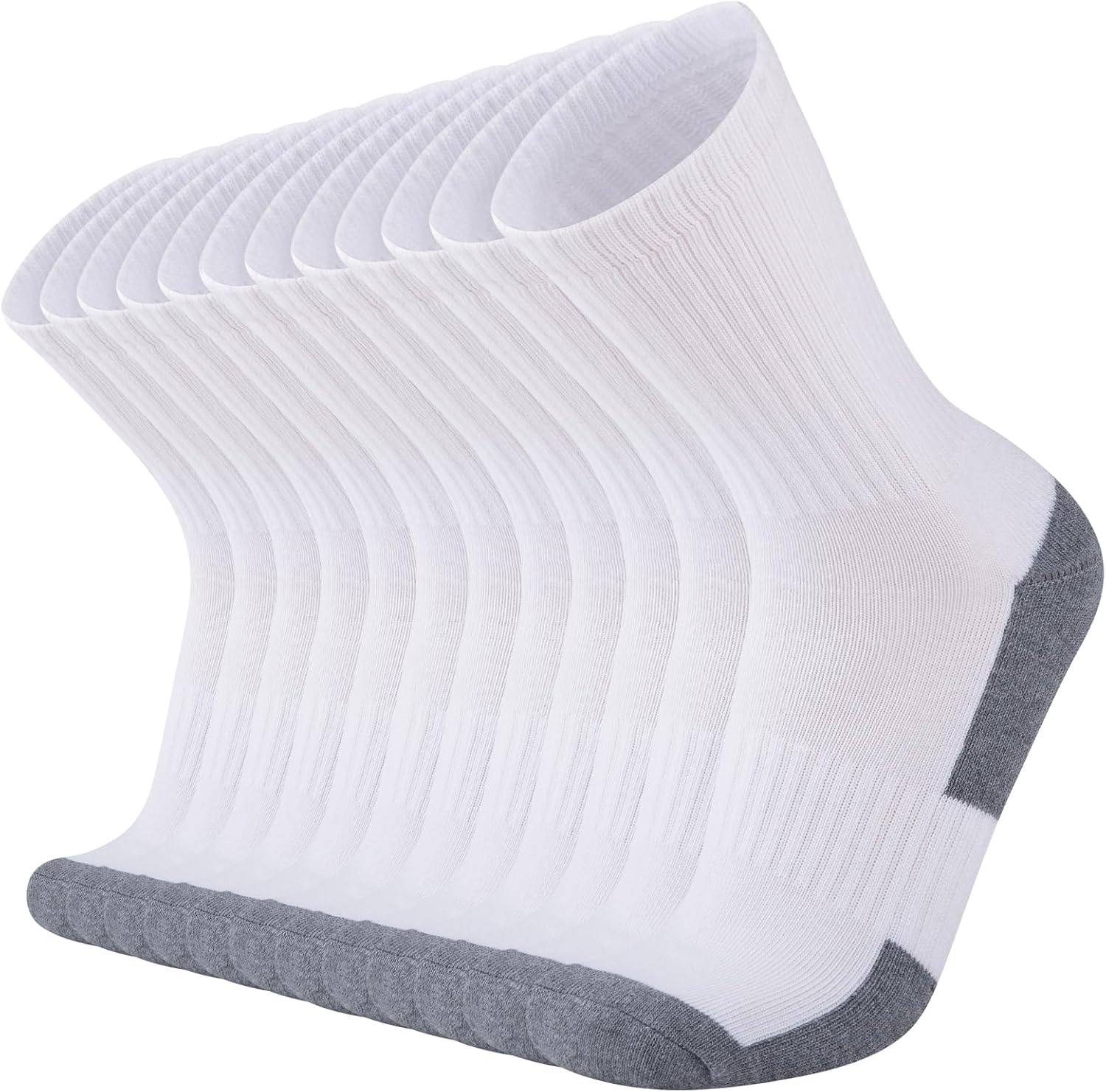 COOVAN 8 Pack Men's Athletic Crew Socks - Moisture Wicking, Heavy Duty Cushioned, Breathable Boot Socks