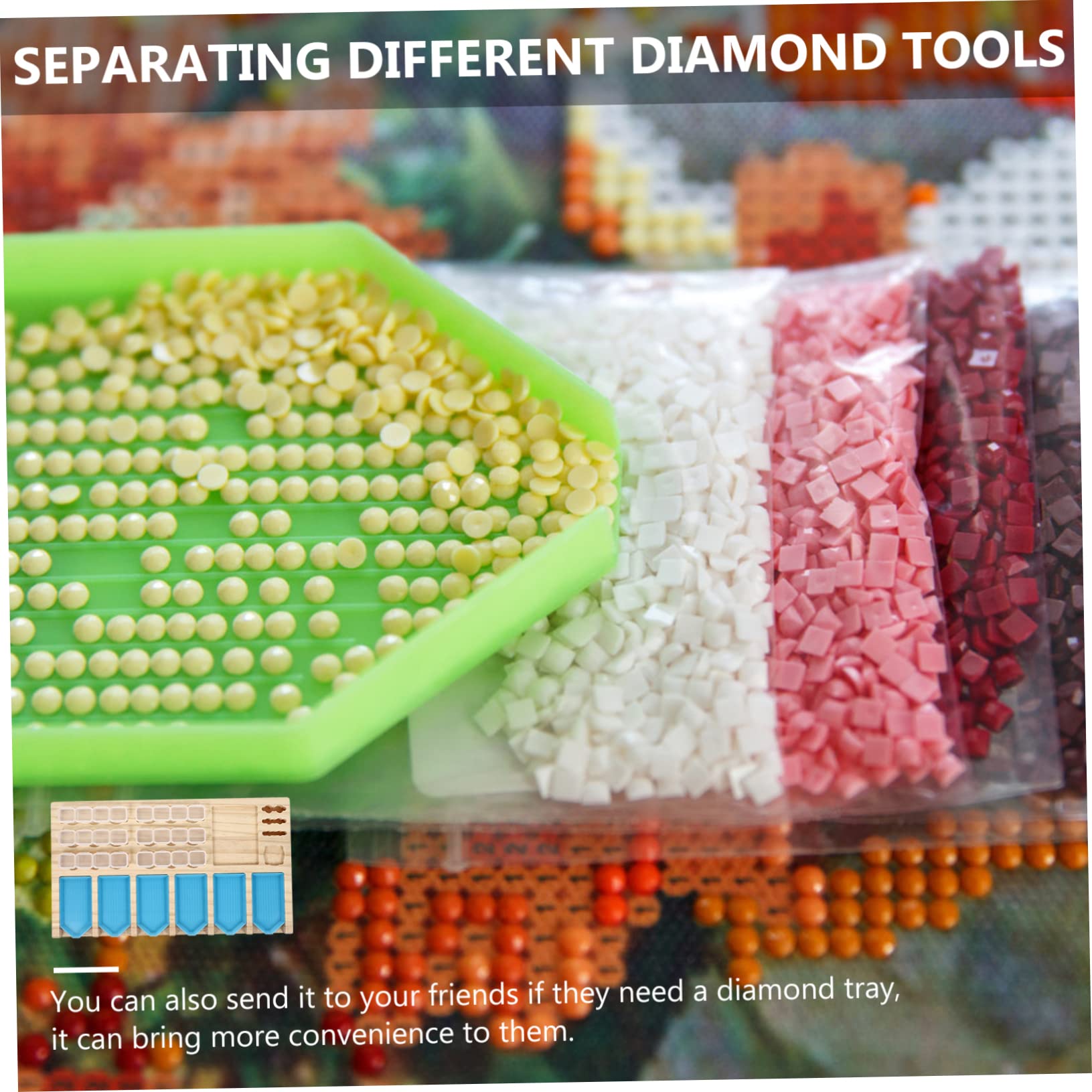 Porte-Outils de Dessin Diamant en Bois et Plastique Flexible Espace de Rangement Suffisant pour Peinture Diamant 1 Set pour DIY et Organisation Pratique