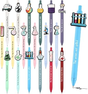 24 Pcs Science Party Favors Black Ink Retractable Ballpoint Pens Science Birthday Party Decorations Chemistry Laboratory Gifts for Students Teen