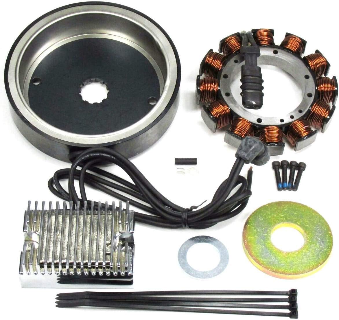 32 Amp Alternator Charging System for 1970-1984 Shovelhead & 1984-1999 "EVO Evolution Big Twin FX/FL, Softail, Dyna, FXR, Touring Models (Except Twin Cam & EFI Models) with Stator, Rotor, Reg/Rec