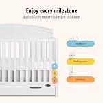 JPMA & Greenguard Gold Certified Dream On Me Storybrooke 5 in 1 Convertible Crib with Under Drawer in White, Made of Sustainable Pinewood, Non-Toxic Water-Based Paint Finish