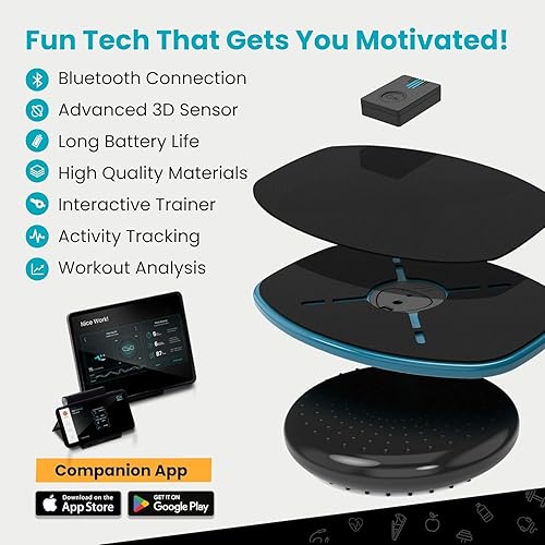 Miniatura 6 de GoBalance Board - Tabla de equilibrio habilitada para la aplicación. Sensor Bluetooth inteligente, 12 juegos interactivos gratis: entrenamiento