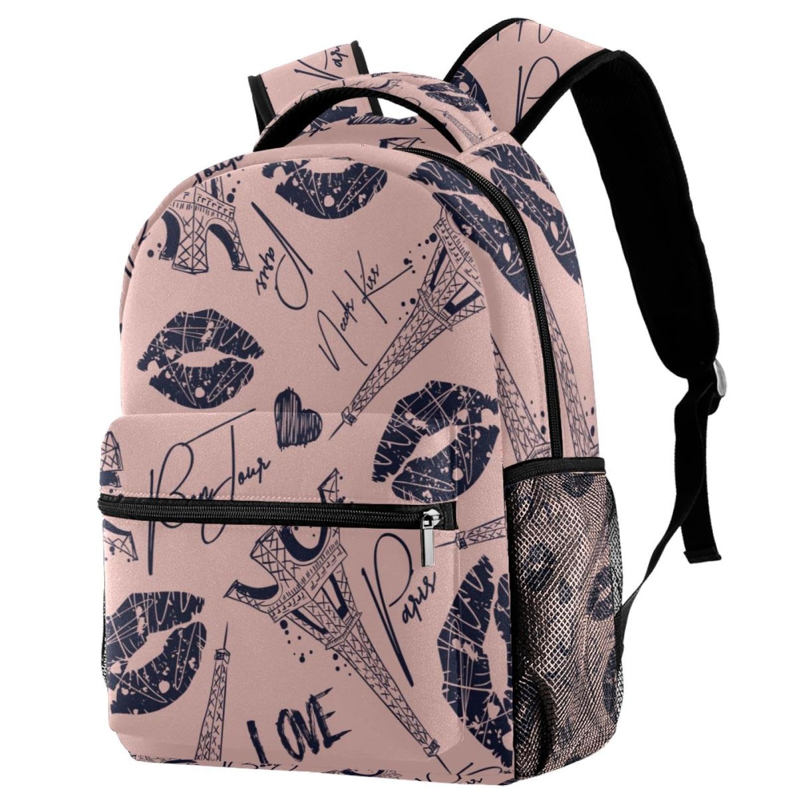 Sac à dos d'école multicolore imprimé Tour Eiffel pour ados
