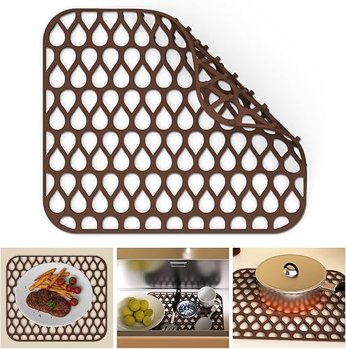 Miniatura 9 de Toovem - Protectores de fregadero de cocina de 26 x 14 pulgadas, alfombrillas de silicona para la parte inferior del fregadero de acero