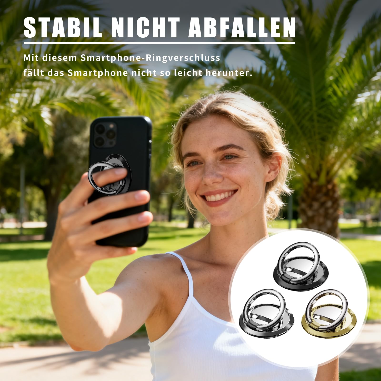 6 supporti ad anello per cellulare (3 colori: 2 pezzi), girevole a 360° e apribile a 180°, ultra sottile senza magnete, impugnatura universale e supporto