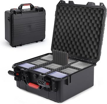Graded Card Storage Box,Trading Card Storage Box with 6 Adjustable Dividers for PSA/BGS/SGC/Top Loaders/Sports Cards,Heavy Duty Waterproof Card Cases with Secure LockHolds 600+