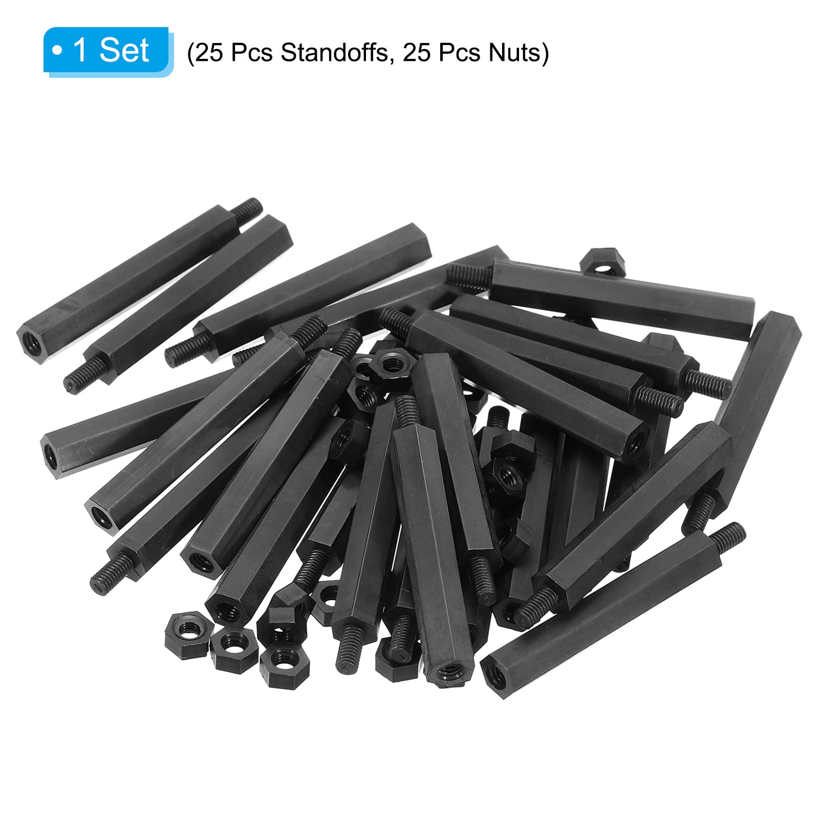 PATIKIL M3 Nylon Hex Standoff Screws Nuts, 1Set/50Pack PCB Male Female Threaded Kit for Motherboards Computer Cases - Image 3