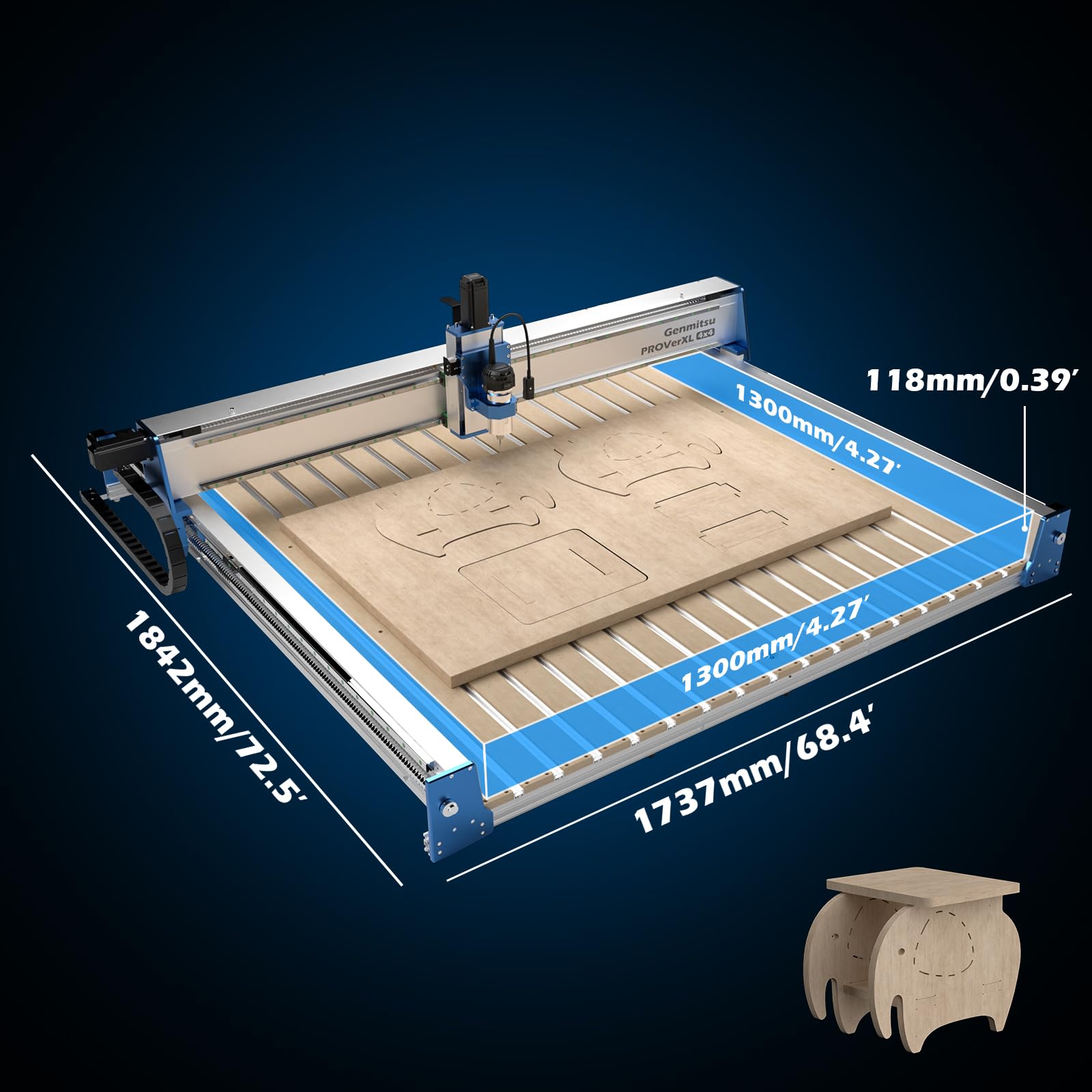 Genmitsu PROVerXL 4x4 CNC Router Machine, 4'x4' Large CNC Kit