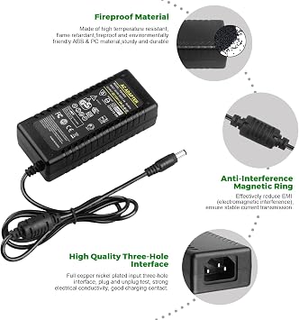 12V 3A Power Supply Adapter AC 100-240V to DC 12 Volt 3000mA Converter 36W 3 Amp 12V/3A LED Driver 5.5x2.5mm Tip for LED Strip CCTV Camera LCD Monitor