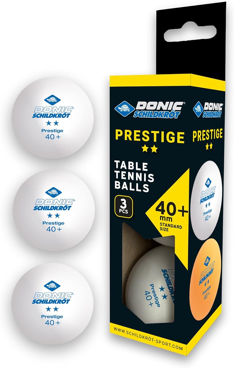 Donic-Schildkröt 2-Star Prestige Table Tennis Ball, Poly 40+ Quality, 3 Pieces in a Box, White