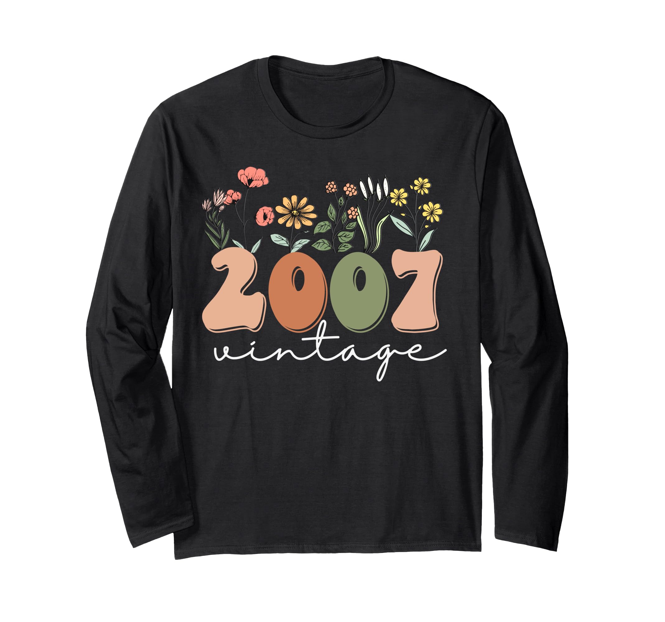 18 Years Old Vintage 2007 18th Birthday Tee Wildflower Women Long Sleeve T-Shirt