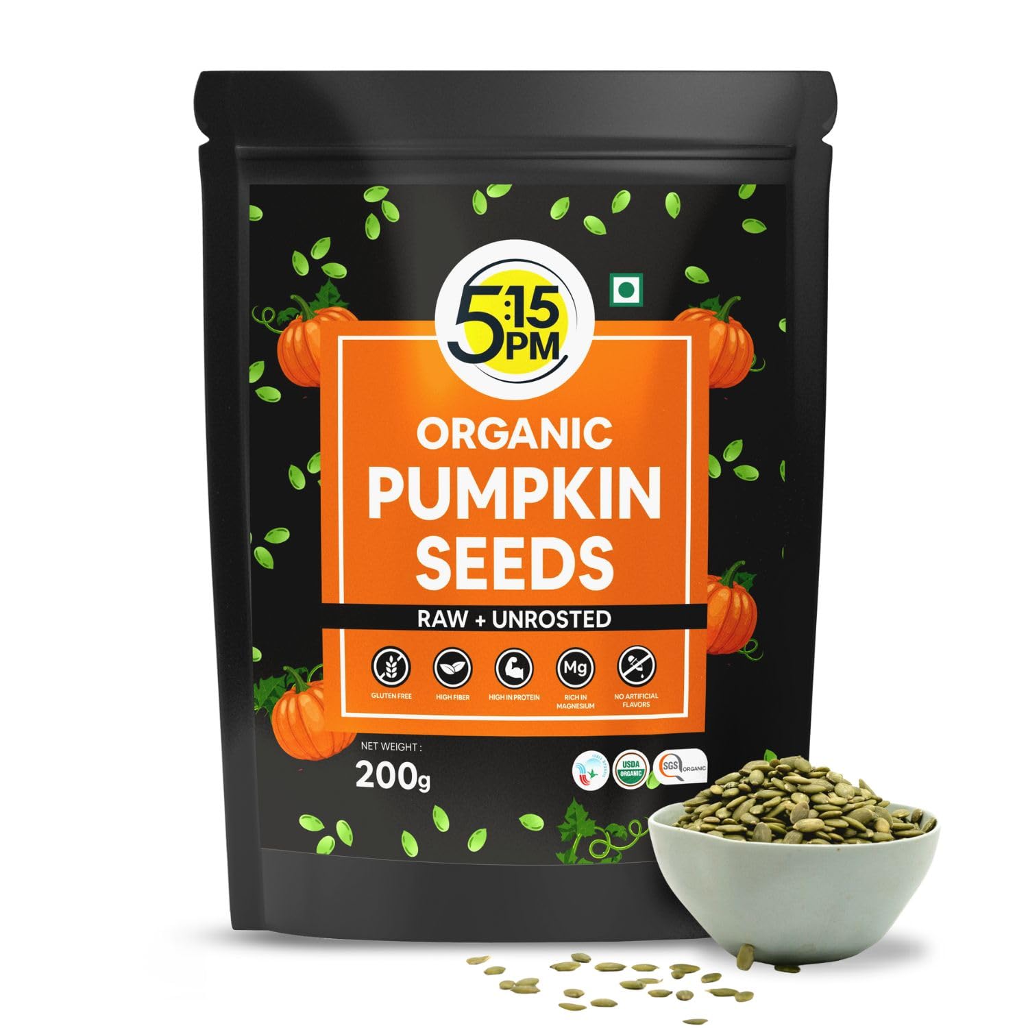 5:15PM Organic Pumpkin Seeds 200gm | Raw Pumpkin Seeds for eating |Immunity Booster Seeds | 100% Organic, Pure, Natural & Unroasted Seeds– 200g (B0BDS84Q31) Amazon Price History, Amazon Price Tracker
