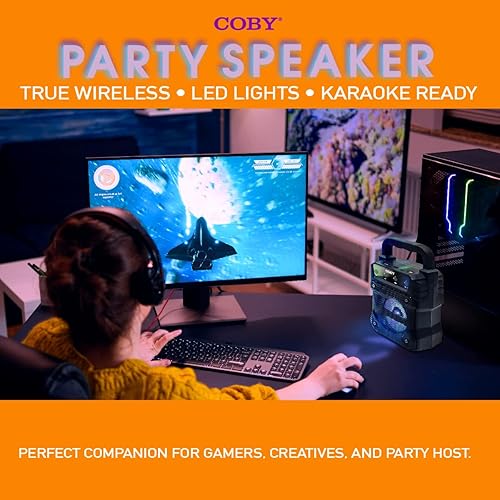 Miniatura 8 de Coby Portable Bluetooth Speaker, 2-PK  Pair of Wireless Bluetooth Speakers wFM Radio  Microphone Input  Portable Speaker Karaoke Machine with Party