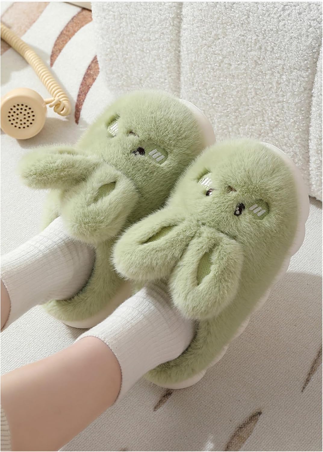 Women's Warm Plush Bunny Animals Slippers Adult Cotton Men's Indoor non-slip Home Thick Bottom Slippers for Winter - Image 4