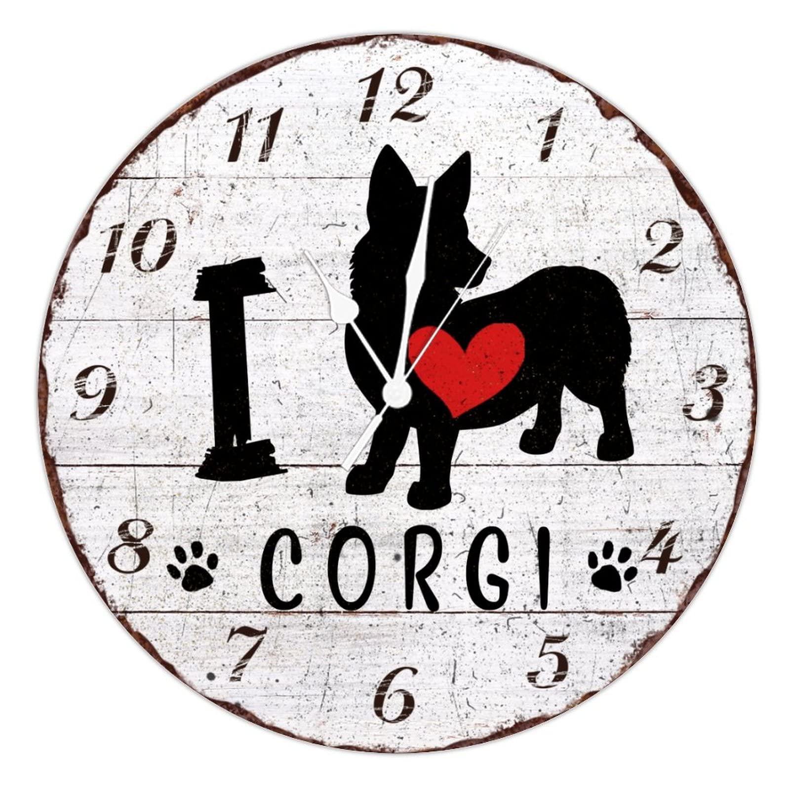 Horloge I Love Dog en bois rustique de 38 cm pour decoration de bureau