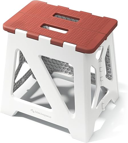 Miniatura 1 de Taburete plegable de 13 pulgadas para adultos, capacidad de 300 libras, antideslizante, compacto, de plástico, plegable, con asa, portátil, ligero,